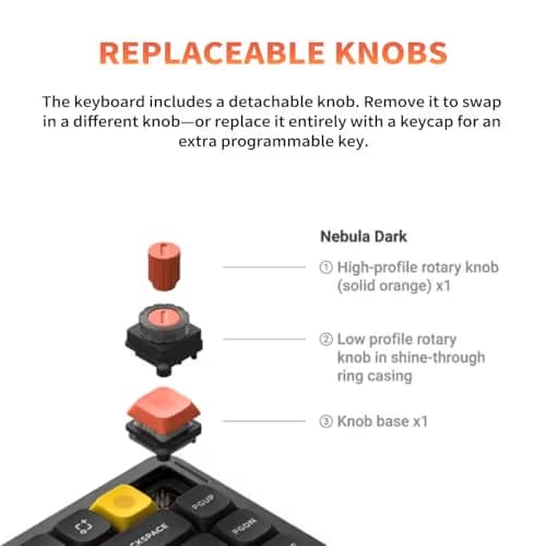 nuphy Air75 V3 Hot Swappable Wireless Mechanical Keyboard, 84 Keys 75% Custom Low Profile Keyboard with Knob, RGB Backlit, Gasket Mounted, Support Bluetooth/2.4GHz/USB-C,Black-Blush Nano image