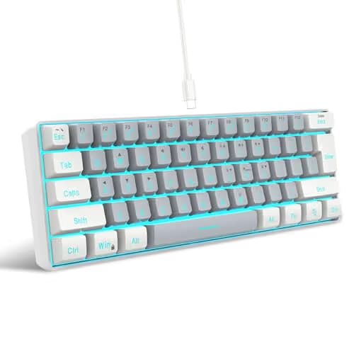 Snpurdiri 60% Wired Gaming Keyboard, SmallUltra-Compact 61 Keys RGB Backlit 60 Percent Gaming Keyboard for PC/Mac Gamer, Typist, Travel, Easy to Carry on Business Trip(White-Grey) main image