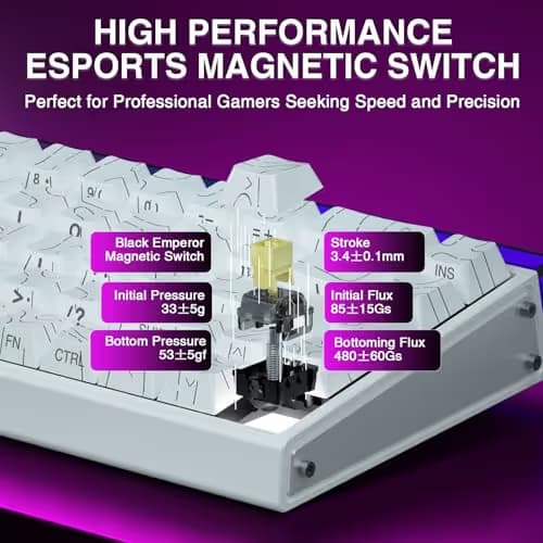 AULA Hero 68 HE 60% Gaming Keyboard Wired, Hall Effect Magnetic Switch Keyboard with 8K Hz Polling Rate, Side Printed PBT Keycaps, RGB Backlit Light Box, Customizable Web Software for PC/Mac Gamers image