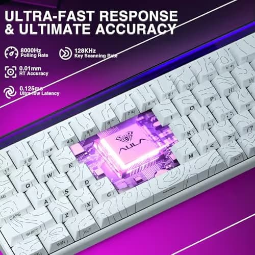 AULA Hero 68 HE 60% Gaming Keyboard Wired, Hall Effect Magnetic Switch Keyboard with 8K Hz Polling Rate, Side Printed PBT Keycaps, RGB Backlit Light Box, Customizable Web Software for PC/Mac Gamers image
