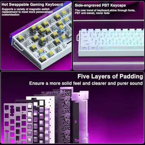 AULA Hero 68 HE 60% Gaming Keyboard Wired, Hall Effect Magnetic Switch Keyboard with 8K Hz Polling Rate, Side Printed PBT Keycaps, RGB Backlit Light Box, Customizable Web Software for PC/Mac Gamers image