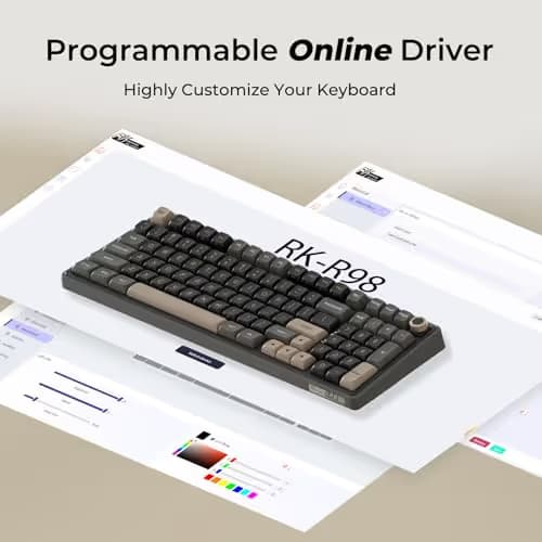 RK ROYAL KLUDGE R98 Pro Wired Mechanical Keyboard, 96% Creamy Gaming Keyboard RGB Backlit with Number Pad and Volume Knob, Gasket Mount, MDA Profile PBT Keycaps, Hot Swappable Pre-lubed Linear Switch image