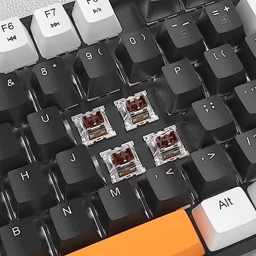 MageGee 75% Mechanical Gaming Keyboard, Brown Switch, LED White Backlit, 87 Keys Compact TKL Wired Computer Keyboards for Windows Laptop PC Gamer - Black/White image