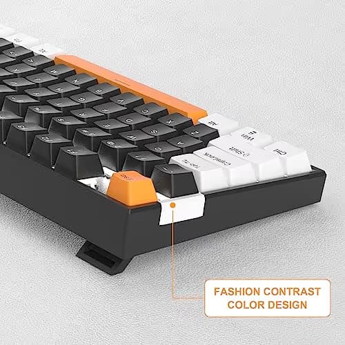 MageGee 75% Mechanical Gaming Keyboard, Brown Switch, LED White Backlit, 87 Keys Compact TKL Wired Computer Keyboards for Windows Laptop PC Gamer - Black/White image