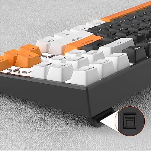 MageGee 75% Mechanical Gaming Keyboard, Brown Switch, LED White Backlit, 87 Keys Compact TKL Wired Computer Keyboards for Windows Laptop PC Gamer - Black/White image