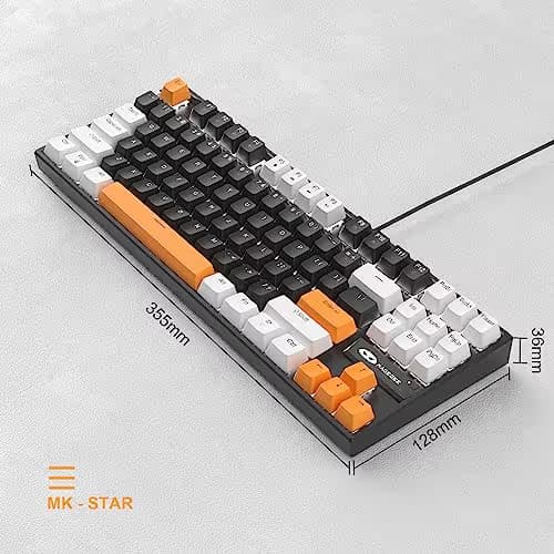 MageGee 75% Mechanical Gaming Keyboard, Brown Switch, LED White Backlit, 87 Keys Compact TKL Wired Computer Keyboards for Windows Laptop PC Gamer - Black/White image