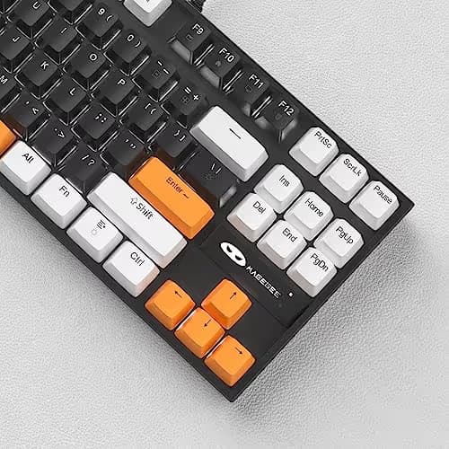 MageGee 75% Mechanical Gaming Keyboard, Brown Switch, LED White Backlit, 87 Keys Compact TKL Wired Computer Keyboards for Windows Laptop PC Gamer - Black/White image