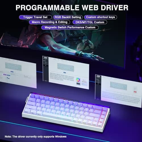 AULA Hero 68 HE 60% Gaming Keyboard Wired, Hall Effect Magnetic Switch Keyboard with Adjustable Actuation, Fast Trigger Mode, 8K Hz Polling Rate, 0.125ms Latency,Side Printed PBT Keycaps, RGB Backlit image
