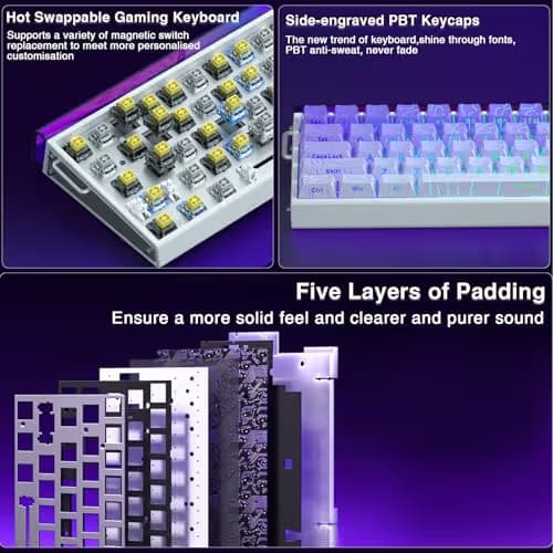 AULA Hero 68 HE 60% Gaming Keyboard Wired, Hall Effect Magnetic Switch Keyboard with Adjustable Actuation, Fast Trigger Mode, 8K Hz Polling Rate, 0.125ms Latency,Side Printed PBT Keycaps, RGB Backlit image