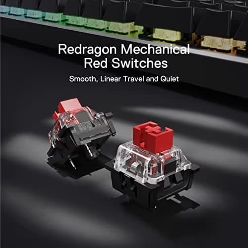 Redragon K556 PRO Upgraded Wireless RGB Gaming Keyboard, BT/2.4Ghz Tri-Mode Aluminum Mechanical Keyboard w/No-Lag Connection, Hot-Swap Linear Quiet Red Switch image