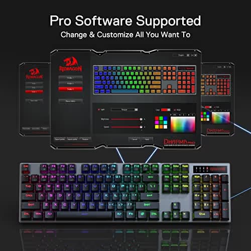 Redragon K556 PRO Upgraded Wireless RGB Gaming Keyboard, BT/2.4Ghz Tri-Mode Aluminum Mechanical Keyboard w/No-Lag Connection, Hot-Swap Linear Quiet Red Switch image