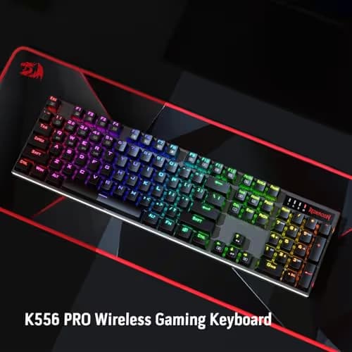 Redragon K556 PRO Upgraded Wireless RGB Gaming Keyboard, BT/2.4Ghz Tri-Mode Aluminum Mechanical Keyboard w/No-Lag Connection, Hot-Swap Linear Quiet Red Switch image