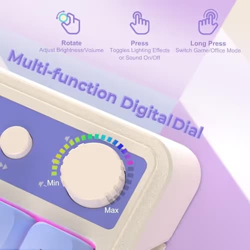 AULA 99 Key Keyboard, Tri-Mode Bluetooth/2.4GHz/USB-C Cute Creamy Gaming Keyboard with Number Pad RGB Backlit, Media Knob Custom Mechanical Feel Computer Keyboards for MAC Xbox PC Gamer - Purple image