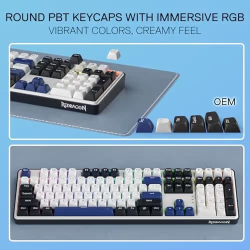 Redragon K689 Wired Gasket RGB Gaming Keyboard, 108 Keys Mechanical Keyboard w/Extra 4 Hotkeys, Upgraded Hot-swappable Socket, 3-Layer Noise Dampening, Mixed Color Keycaps, Custom Linear Switch image