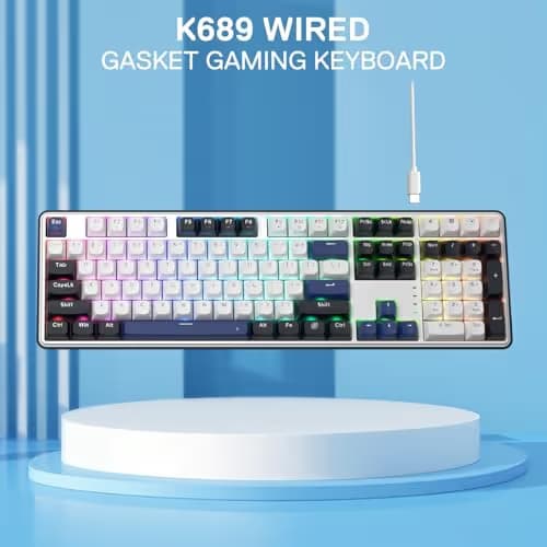 Redragon K689 Wired Gasket RGB Gaming Keyboard, 108 Keys Mechanical Keyboard w/Extra 4 Hotkeys, Upgraded Hot-swappable Socket, 3-Layer Noise Dampening, Mixed Color Keycaps, Custom Linear Switch image