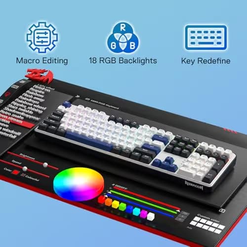 Redragon K689 Wired Gasket RGB Gaming Keyboard, 108 Keys Mechanical Keyboard w/Extra 4 Hotkeys, Upgraded Hot-swappable Socket, 3-Layer Noise Dampening, Mixed Color Keycaps, Custom Linear Switch image