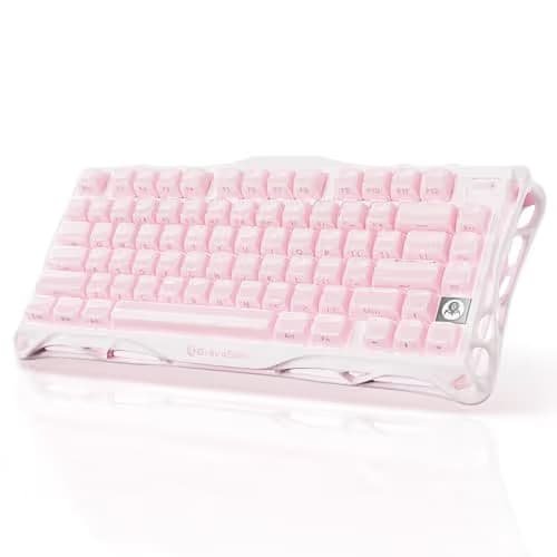 GravaStar Mercury K1 75% Pink Wireless Keyboard, Aluminum Alloy Exoskeleton Design Mechanical Gaming Keyboard, Gasket Hot-Swap Socket, Linear Switches, RGB Backlit image