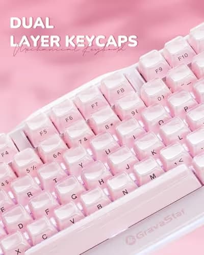 GravaStar Mercury K1 75% Pink Wireless Keyboard, Aluminum Alloy Exoskeleton Design Mechanical Gaming Keyboard, Gasket Hot-Swap Socket, Linear Switches, RGB Backlit image