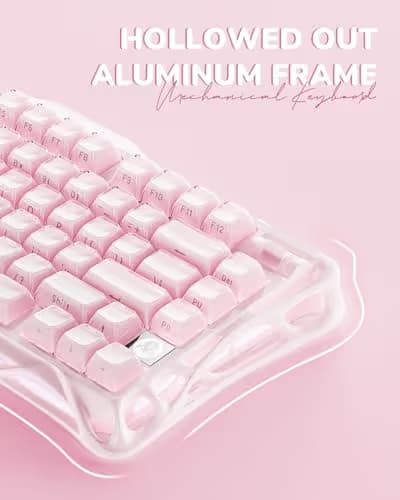 GravaStar Mercury K1 75% Pink Wireless Keyboard, Aluminum Alloy Exoskeleton Design Mechanical Gaming Keyboard, Gasket Hot-Swap Socket, Linear Switches, RGB Backlit image