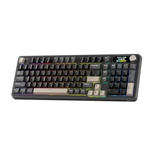 RK ROYAL KLUDGE S98 Mechanical Keyboard w/Smart Display & Knob, Top Mount 96% RGB Wireless Gaming Keyboard BT/2.4G/USB-C, Hot Swappable, Software Support, Creamy Sound, 98 Keys main image