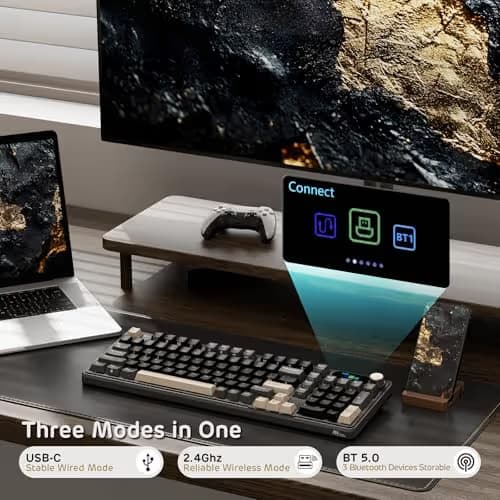 RK ROYAL KLUDGE S98 Mechanical Keyboard w/Smart Display & Knob, Top Mount 96% RGB Wireless Gaming Keyboard BT/2.4G/USB-C, Hot Swappable, Software Support, Creamy Sound, 98 Keys image