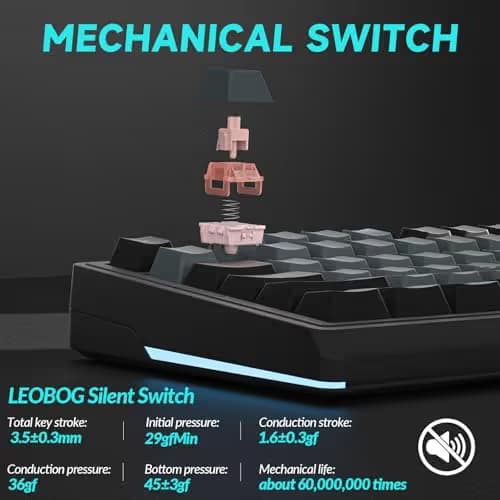 SOLAKAKA KI99 Pro Wireless Mechanical Keyboard Quiet Switch,Hot Swappable Pre-Lubed Switches Silent Keyboard with RGB Backlit,Gasket Structure Computer Gaming Keyboards(BlackBlue, Silent Switch) image