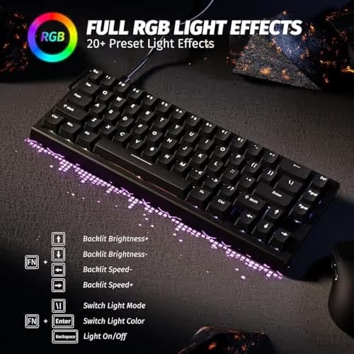 ATTACK SHARK X68 HE Rapid Trigger Mechanical Gaming Keyboard 60% Wired TKL with Adjustable Actuation,Hall Effect Magnetic Switch,8KHz Polling Rate,RGB Backlit,Top Mount for PC Mac Esport Gamer(Black) image
