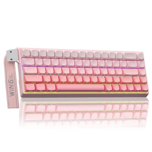 AULA WIN68 HE Mechanical Gaming Keyboard 60%, Hall Effect Magnetic Switch, Fast Trigger Mode Adjustable Actuation, 8000Hz Polling Rate, RGB Backlit, Wired Pink Keyboard for Laptop/PC Gamer main image