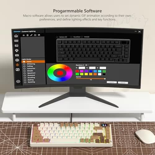 Womier SK80 Retro 75% Keyboard with Color Multimedia Display Mechanical Gaming Keyboard, Hot Swappable Gasket Mount RGB Custom Key Board, Pre-lubed Stabilizer for Mac/Win,Coffee Cat image