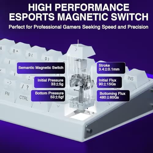 AULA Hero 68 HE 60% Gaming Keyboard Wired, Hall Effect Magnetic Switch Keyboard with Adjustable Actuation, Fast Trigger Mode, 8K Hz Polling Rate, 0.125ms Latency,Side Printed PBT Keycaps, RGB Backlit image