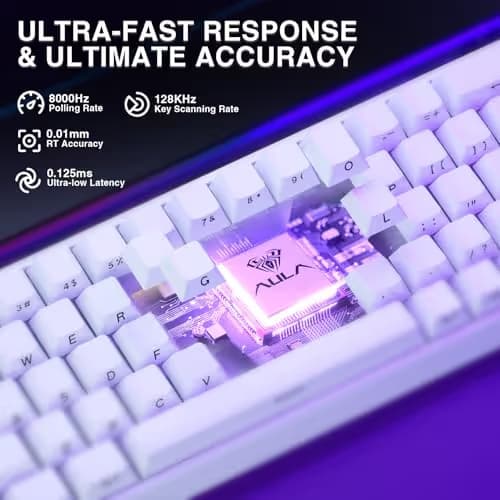 AULA Hero 68 HE 60% Gaming Keyboard Wired, Hall Effect Magnetic Switch Keyboard with Adjustable Actuation, Fast Trigger Mode, 8K Hz Polling Rate, 0.125ms Latency,Side Printed PBT Keycaps, RGB Backlit image