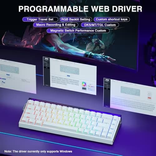 AULA Hero 68 HE 60% Gaming Keyboard Wired, Hall Effect Magnetic Switch Keyboard with Adjustable Actuation, Fast Trigger Mode, 8K Hz Polling Rate, 0.125ms Latency,Side Printed PBT Keycaps, RGB Backlit image