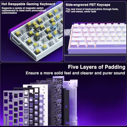 AULA Hero 68 HE 60% Gaming Keyboard Wired, Hall Effect Magnetic Switch Keyboard with Adjustable Actuation, Fast Trigger Mode, 8K Hz Polling Rate, 0.125ms Latency,Side Printed PBT Keycaps, RGB Backlit image
