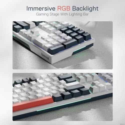 Redragon K668 RGB Gaming Keyboard, 108 Keys Wired Mechanical Keyboard w/Extra 4 Hotkeys, Sound Absorbing Foams, Upgraded Hot-swappable Socket, Mixed Color Keycaps x 2 Sets, Red Switch image