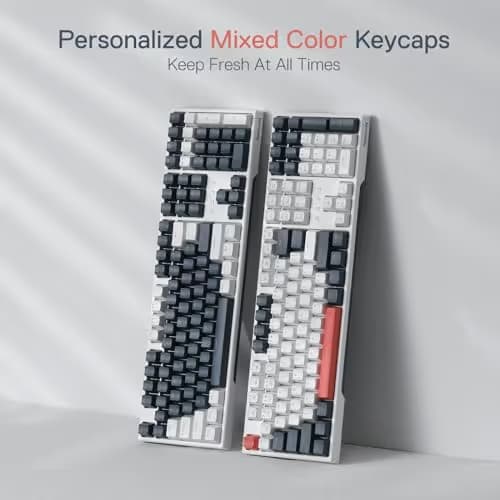 Redragon K668 RGB Gaming Keyboard, 108 Keys Wired Mechanical Keyboard w/Extra 4 Hotkeys, Sound Absorbing Foams, Upgraded Hot-swappable Socket, Mixed Color Keycaps x 2 Sets, Red Switch image