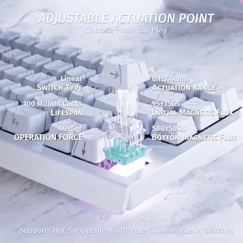 ATTACK SHARK X68 HE Rapid Trigger Mechanical Gaming Keyboard 60% Wired with Adjustable Actuation,Hall Effect Magnetic Switch,8KHz Polling Rate,RGB Backlit,Top Mount,Side Printed Keycap(White Contour) image