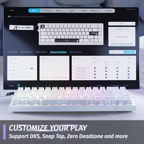 ATTACK SHARK X68 HE Rapid Trigger Mechanical Gaming Keyboard 60% Wired with Adjustable Actuation,Hall Effect Magnetic Switch,8KHz Polling Rate,RGB Backlit,Top Mount,Side Printed Keycap(White Contour) image