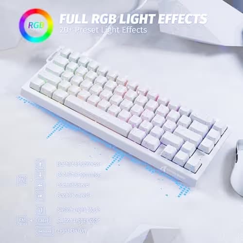 ATTACK SHARK X68 HE Rapid Trigger Mechanical Gaming Keyboard 60% Wired with Adjustable Actuation,Hall Effect Magnetic Switch,8KHz Polling Rate,RGB Backlit,Top Mount,Side Printed Keycap(White Contour) image