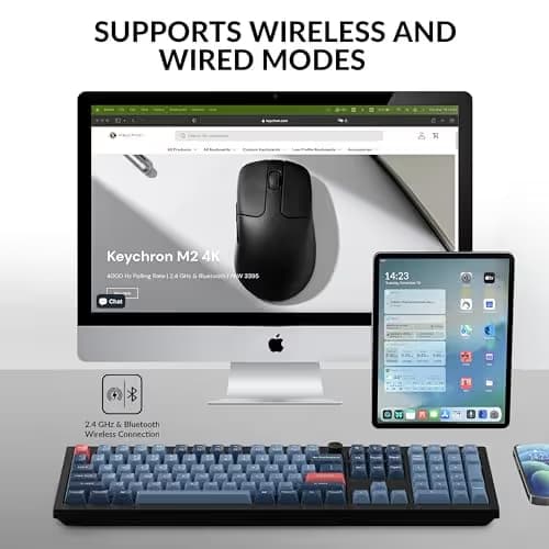 Keychron V6 Max Wireless Custom Mechanical Keyboard, 2.4 GHz Bluetooth QMK Full-Size Layout RGB with Hot-swappable Gateron Banana Switch Compatible with Mac Windows Linux image