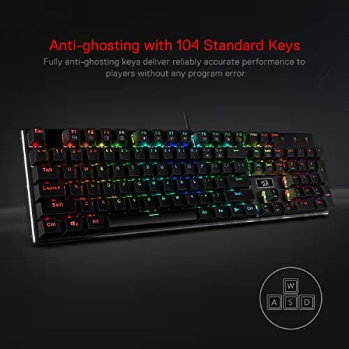 Redragon K556 RGB LED Backlit Wired Mechanical Gaming Keyboard, 104 Keys Hot-Swap Mechanical Keyboard w/Aluminum Base, Upgraded Socket and Noise Absorbing Foams, Soft Tactile Brown Switch image