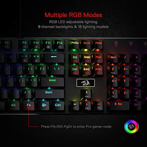 Redragon K556 RGB LED Backlit Wired Mechanical Gaming Keyboard, 104 Keys Hot-Swap Mechanical Keyboard w/Aluminum Base, Upgraded Socket and Noise Absorbing Foams, Soft Tactile Brown Switch image