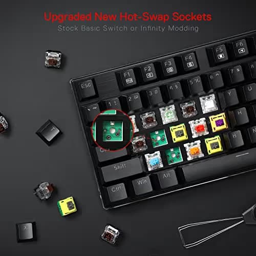 Redragon K556 RGB LED Backlit Wired Mechanical Gaming Keyboard, 104 Keys Hot-Swap Mechanical Keyboard w/Aluminum Base, Upgraded Socket and Noise Absorbing Foams, Soft Tactile Brown Switch image