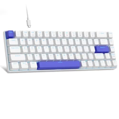 MageGee Portable 60% Mechanical Gaming Keyboard, RGB Backlit Compact 68 Keys Wired Mini Keyboard for Laptop PC Mac, Hot Swappable, Blue Whale Switch - White image