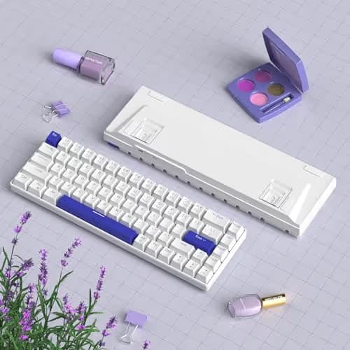 MageGee Portable 60% Mechanical Gaming Keyboard, RGB Backlit Compact 68 Keys Wired Mini Keyboard for Laptop PC Mac, Hot Swappable, Blue Whale Switch - White image