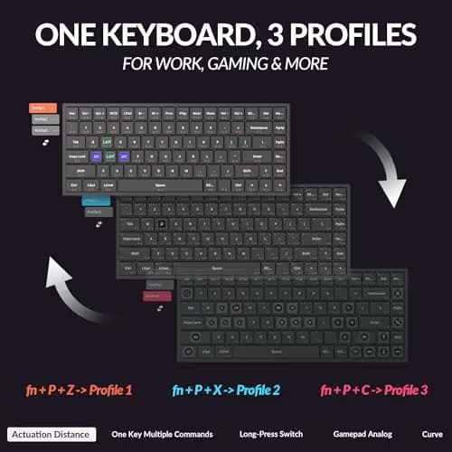 Keychron K2 HE Rapid Trigger Wireless Custom Keyboard with Hall Effect Gateron Double-Rail Magnetic Switch, QMK 2.4 GHz Bluetooth 5.2 RGB Compatible with Mac Windows Linux (Aluminum + Wood) image