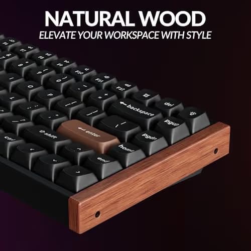 Keychron K2 HE Rapid Trigger Wireless Custom Keyboard with Hall Effect Gateron Double-Rail Magnetic Switch, QMK 2.4 GHz Bluetooth 5.2 RGB Compatible with Mac Windows Linux (Aluminum + Wood) image