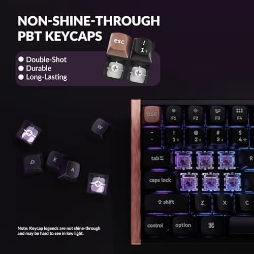 Keychron K2 HE Rapid Trigger Wireless Custom Keyboard with Hall Effect Gateron Double-Rail Magnetic Switch, QMK 2.4 GHz Bluetooth 5.2 RGB Compatible with Mac Windows Linux (Aluminum + Wood) image