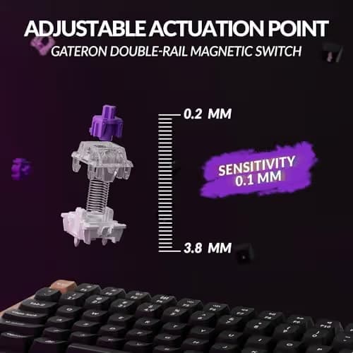 Keychron K2 HE Rapid Trigger Wireless Custom Keyboard with Hall Effect Gateron Double-Rail Magnetic Switch, QMK 2.4 GHz Bluetooth 5.2 RGB Compatible with Mac Windows Linux (Aluminum + Wood) image