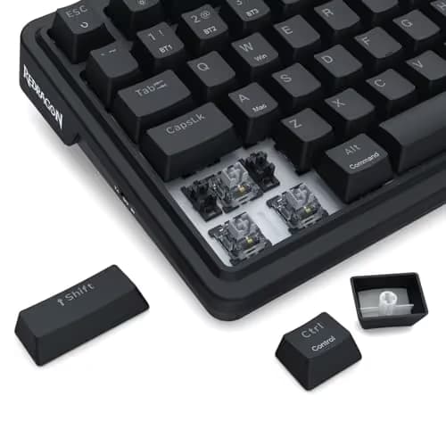 Redragon K719 Wireless Gasket Gaming Keyboard w/Hype Screen & Knob, 95 Keys Mechanical Keyboard, Easy-Control 1.14’’ TFT Info Display, 5-Layer Noise Dampening, Custom Linear Switch, Essential Black image