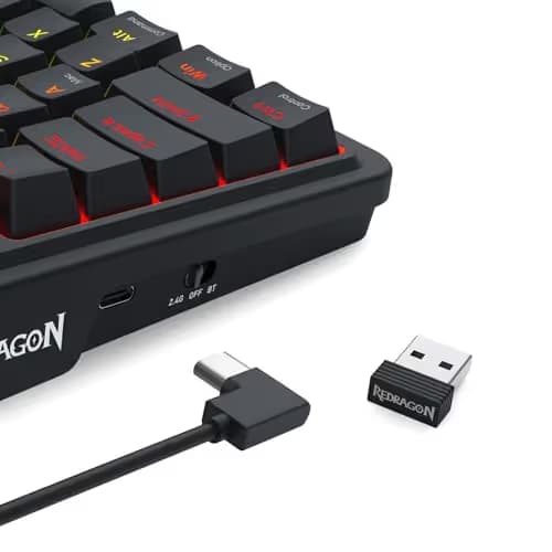 Redragon K719 Wireless Gasket Gaming Keyboard w/Hype Screen & Knob, 95 Keys Mechanical Keyboard, Easy-Control 1.14’’ TFT Info Display, 5-Layer Noise Dampening, Custom Linear Switch, Essential Black image